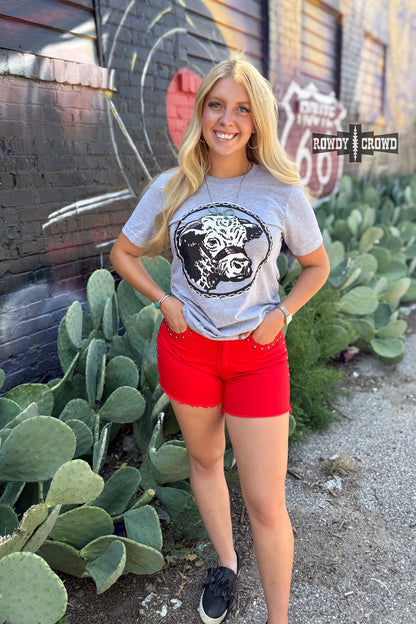 Happy Hereford Tee- GREY