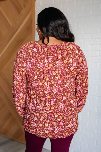 Sunday Brunch Blouse in Rust Floral