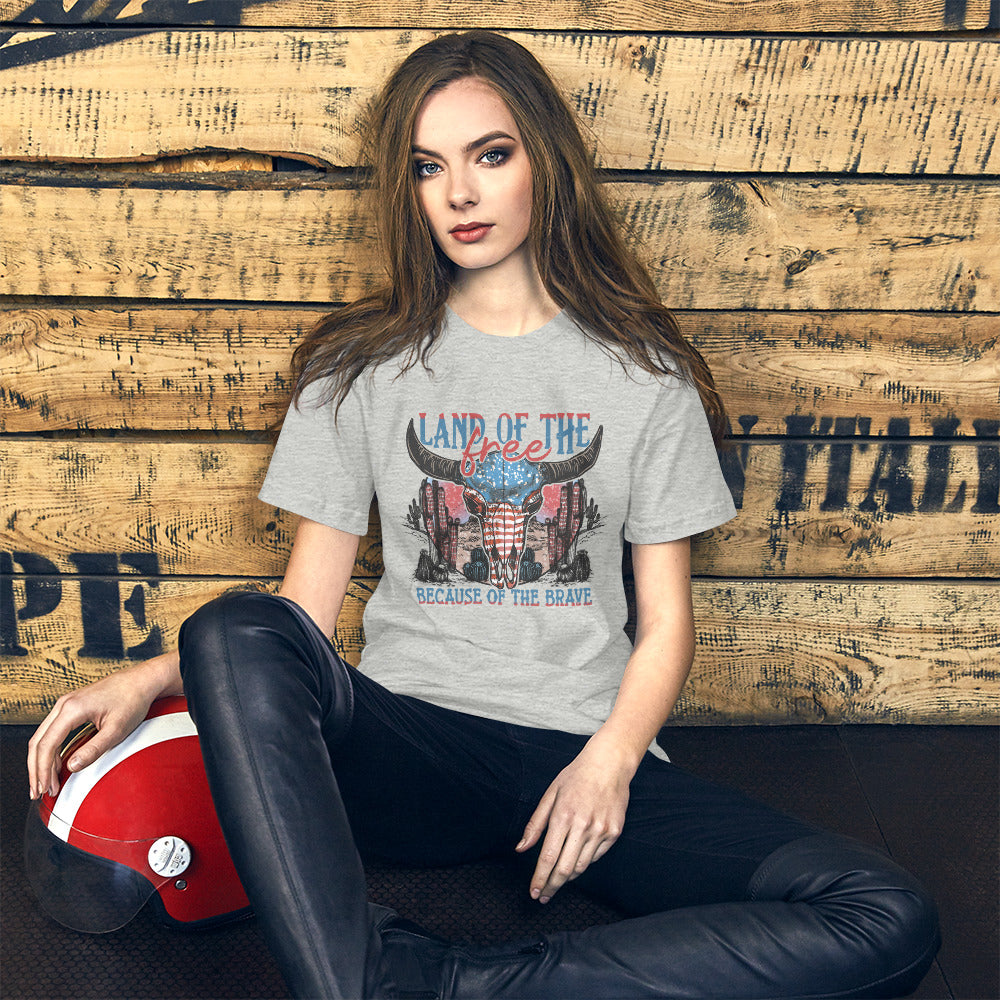 Land of the Free Because of the Brave Vintage/Western Graphic Tee