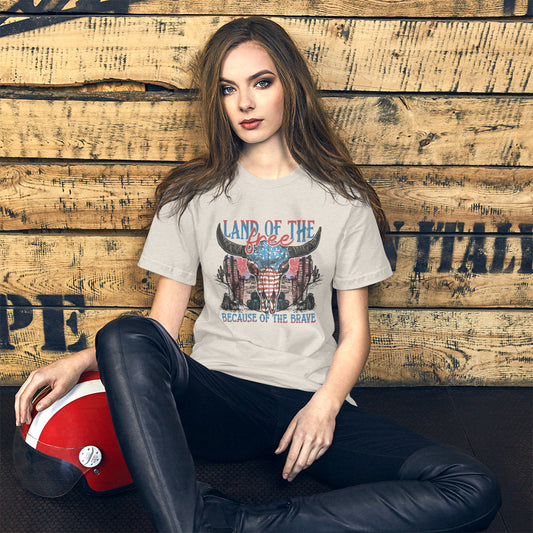 Land of the Free Because of the Brave Vintage/Western Graphic Tee