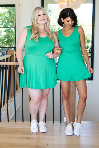 Gorgeous in Green Sleeveless Skort Dress